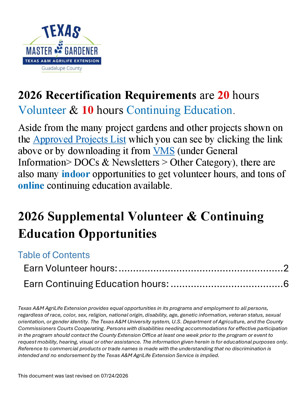 2026 Volunteer & CE opportunities Revised 07242026