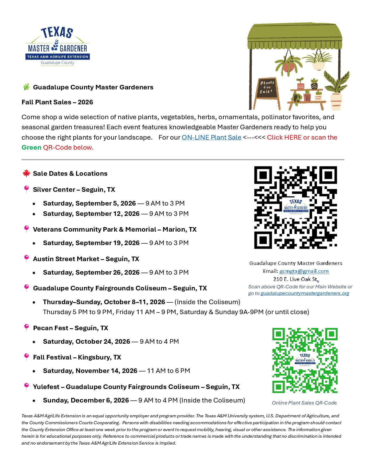 GCMG Fall 2026 Plant Sale Dates V3